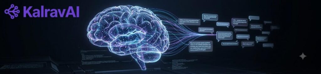 Glowing digital brain silhouette showing AI chat memory pipelines.