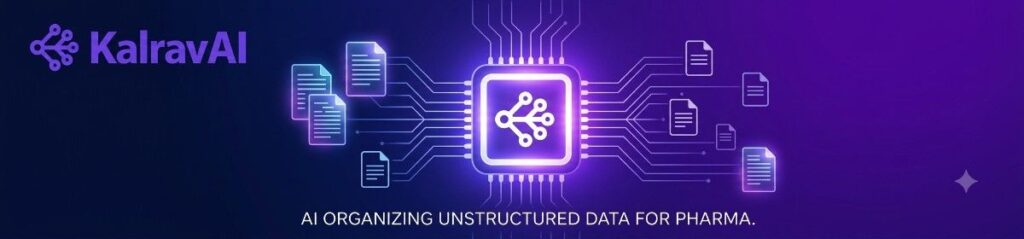 KalravAI logo beside glowing neural network and document core.